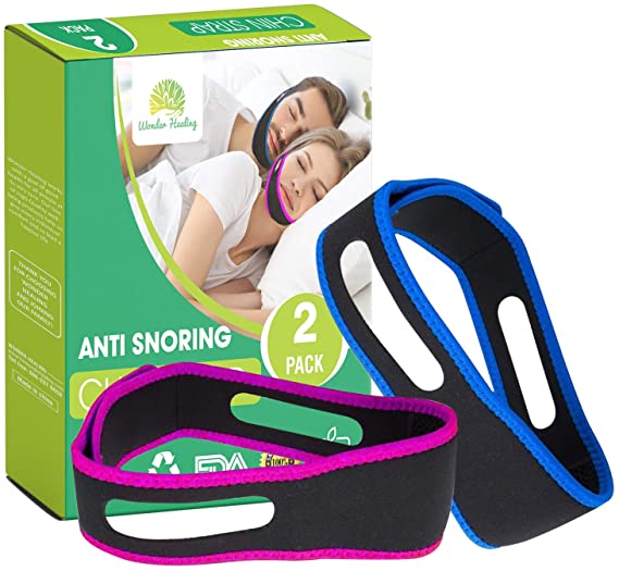 Anti Snoring Chin Strap (2 Pack) Adjustable Snoring Band - Effective Snoring Solution Devices - Snore Stopper Chin Straps for snoring Men and Women - wonderlivingus