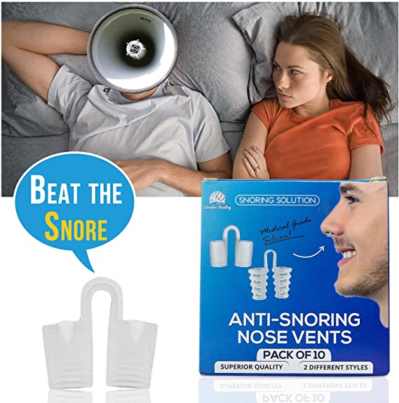 Snoring Solution Anti snoring Nose Vents - 10 Pack Nose Vent - Set of 10 Stop snoring Nasal dilators to Ease Breathing - Anti Snoring - Natural & Comfortable Healthy Sleep - Fast Safe Snore Relief - wonderlivingus