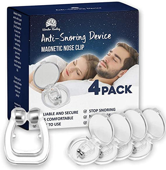 Anti snoring Devices - 4 Pack Magnetic Anti Snore Clip - Snoring Solution - Stop snoring Nose Device - Relieves Snore Naturally & Effectively for Men Women - wonderlivingus