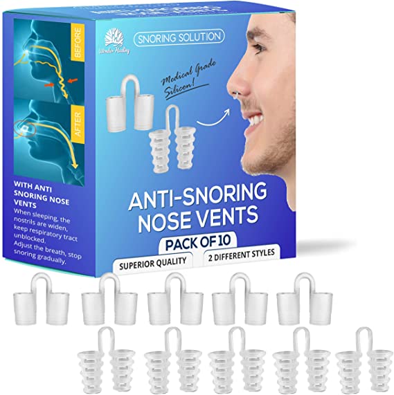 Snoring Solution Anti snoring Nose Vents - 10 Pack Nose Vent - Set of 10 Stop snoring Nasal dilators to Ease Breathing - Anti Snoring - Natural & Comfortable Healthy Sleep - Fast Safe Snore Relief - wonderlivingus